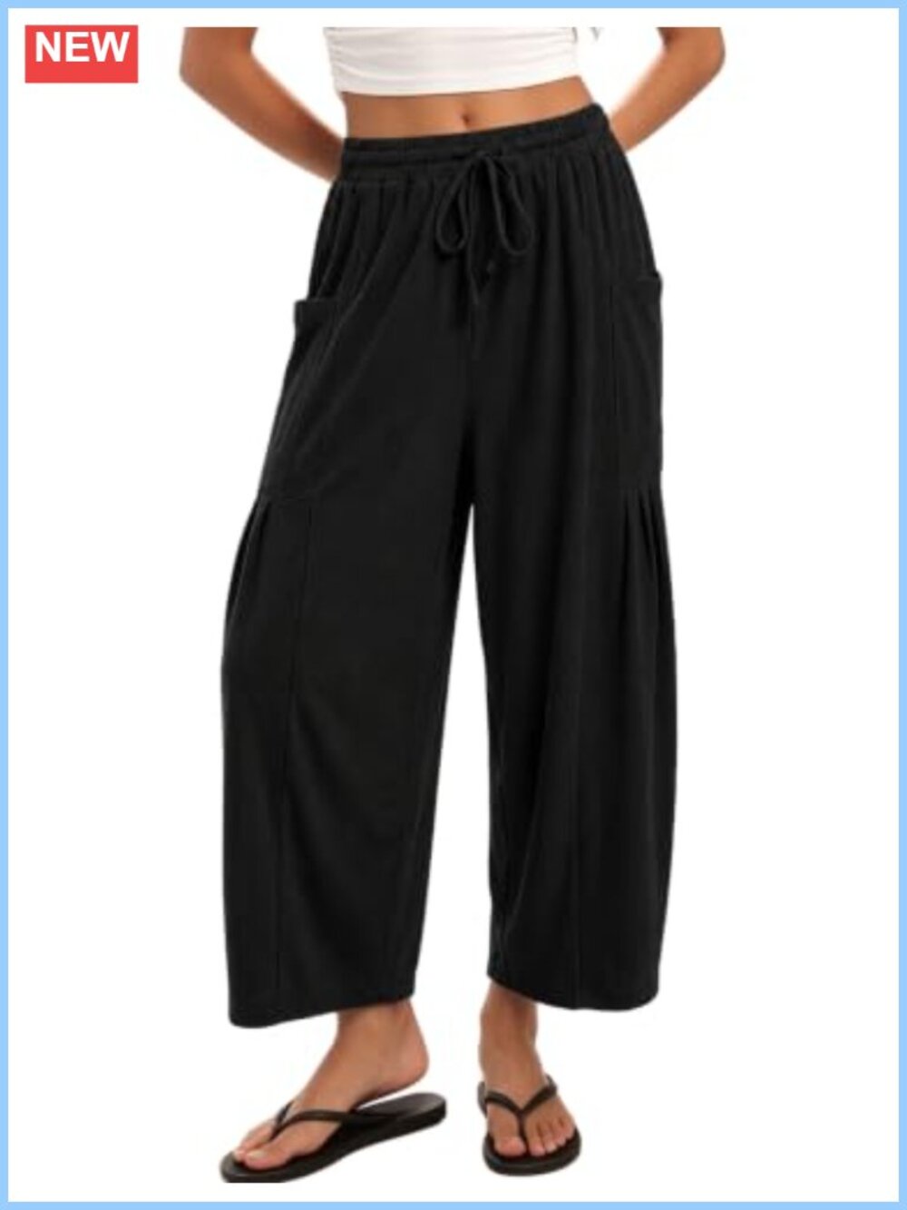 Wide Leg Palazzo Lounge Pants Drawstring Elastic Waist Pockets